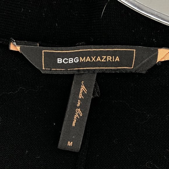 BCBG Black Button-Up Wool Sweater | Classic V-Neck Design - Picture 2 of 5